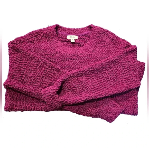Style & Co, Size Petite XL, Purple Teddy Boucle Chenille Sweater - Picture 10 of 13